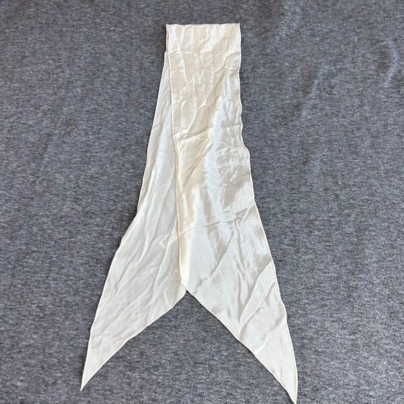 Echo Accessories - Vintage Echo 100% Pure Silk Scarf Cream Ivory Long Narrow Neck Tie Japan 58x5.5
